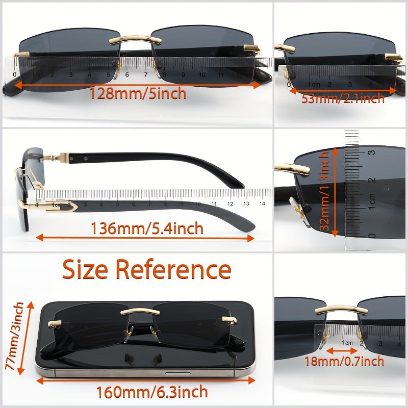 Gradient Rectangular Rimless Sunglasses