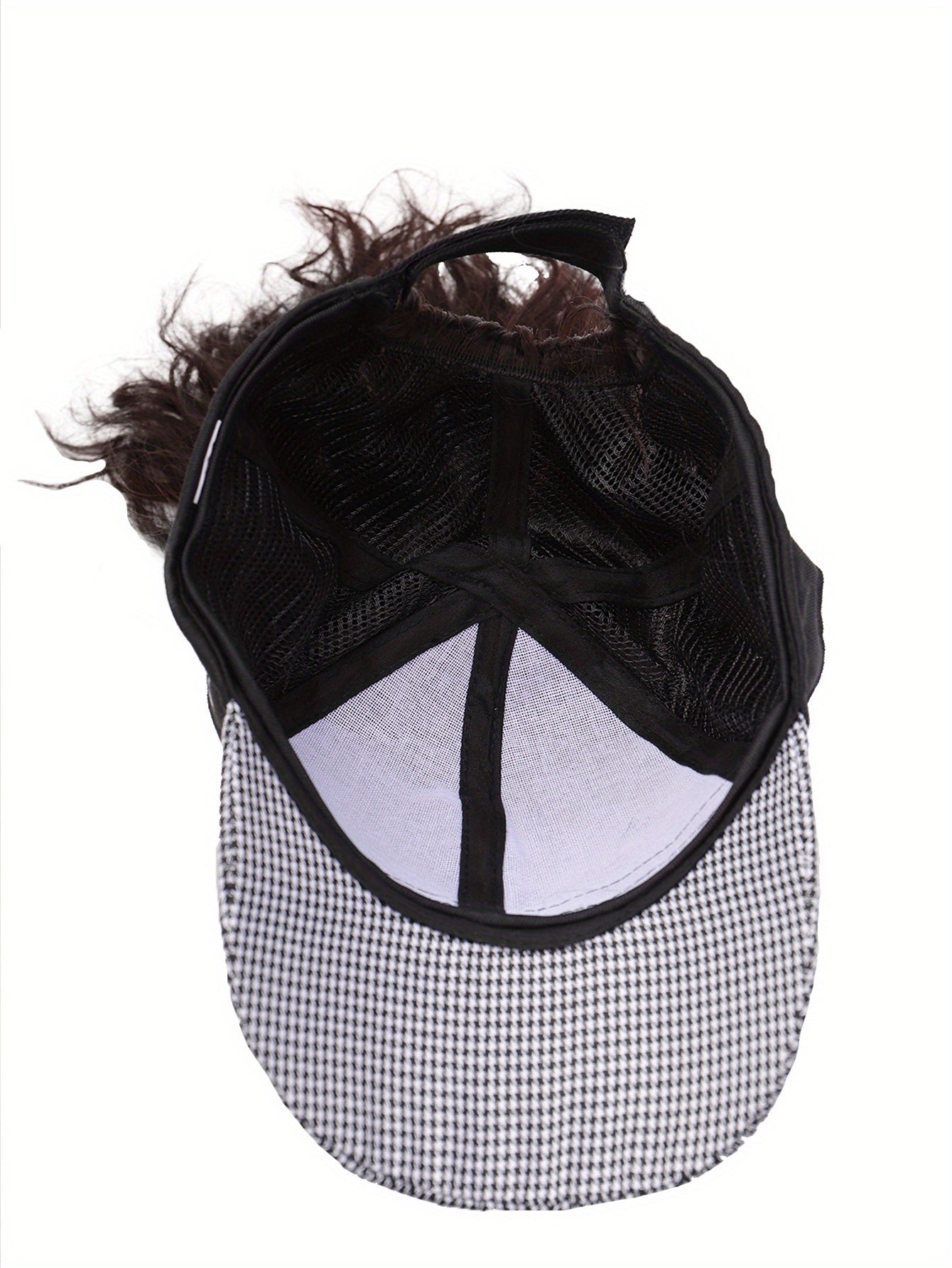 Chic Houndstooth Ponytail Cap Wig