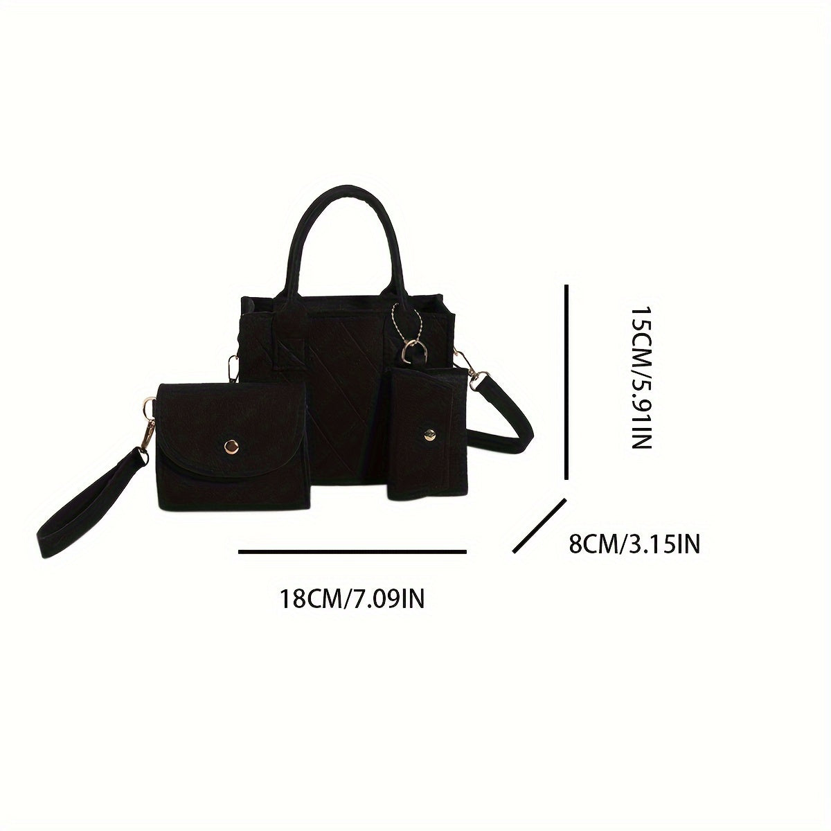 3-Piece Rhombus Embossed Crossbody Bag Set