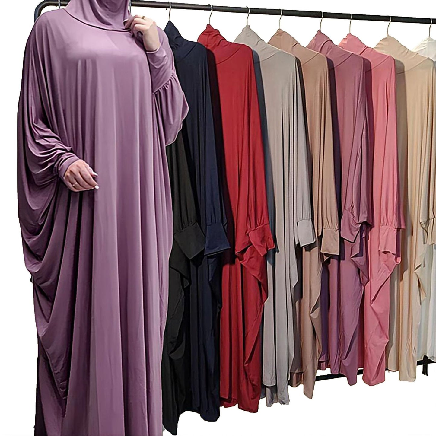 Women’s Traditional Solid Color Long Sleeve Loose Abaya Robe