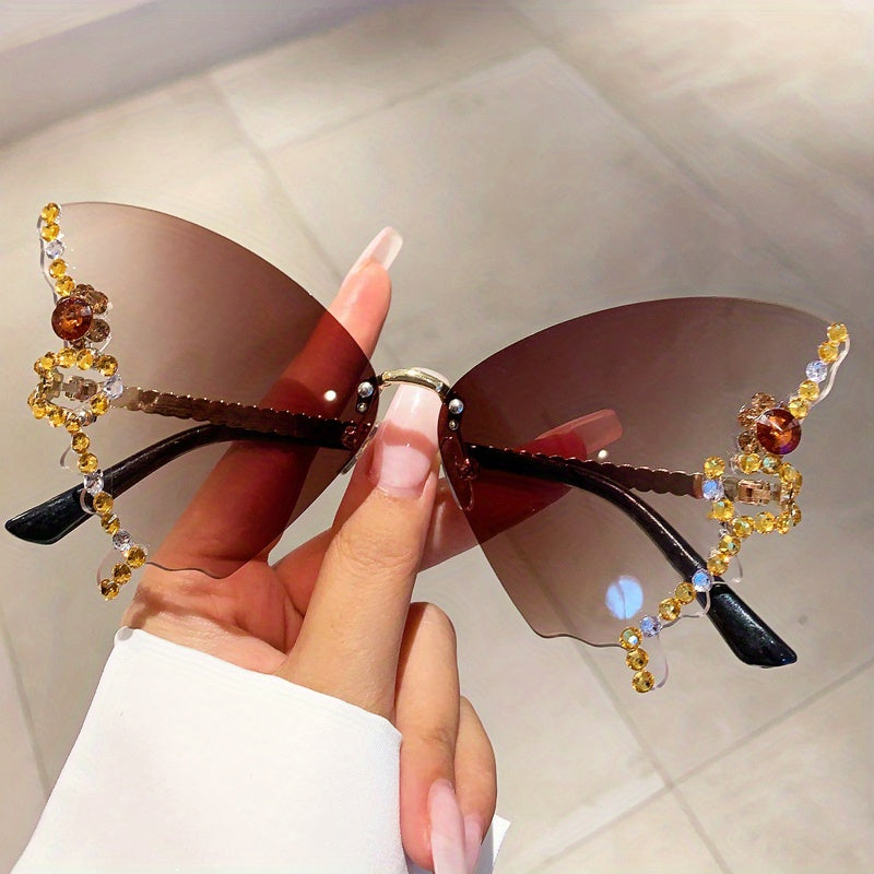 Y2K Rhinestone Butterfly Sunglasses
