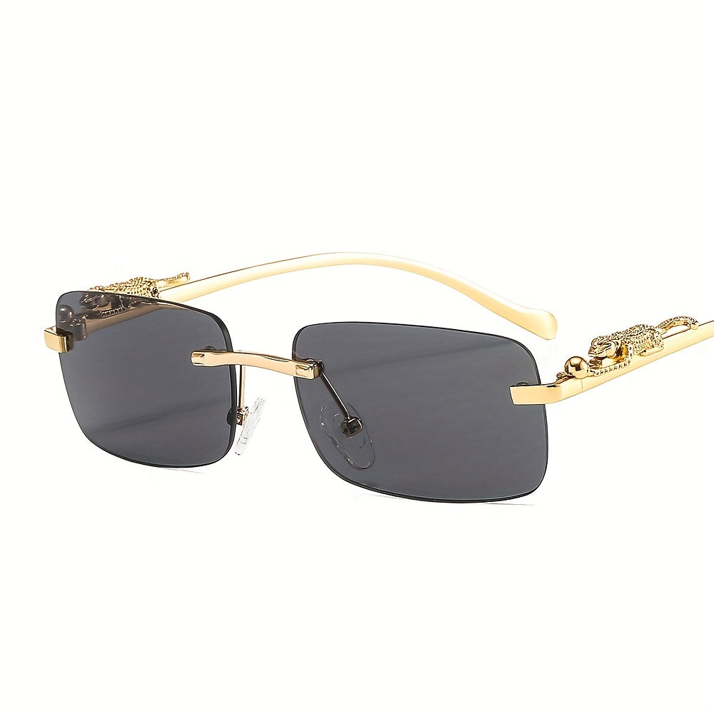 Retro Cheetah Rimless Glasses