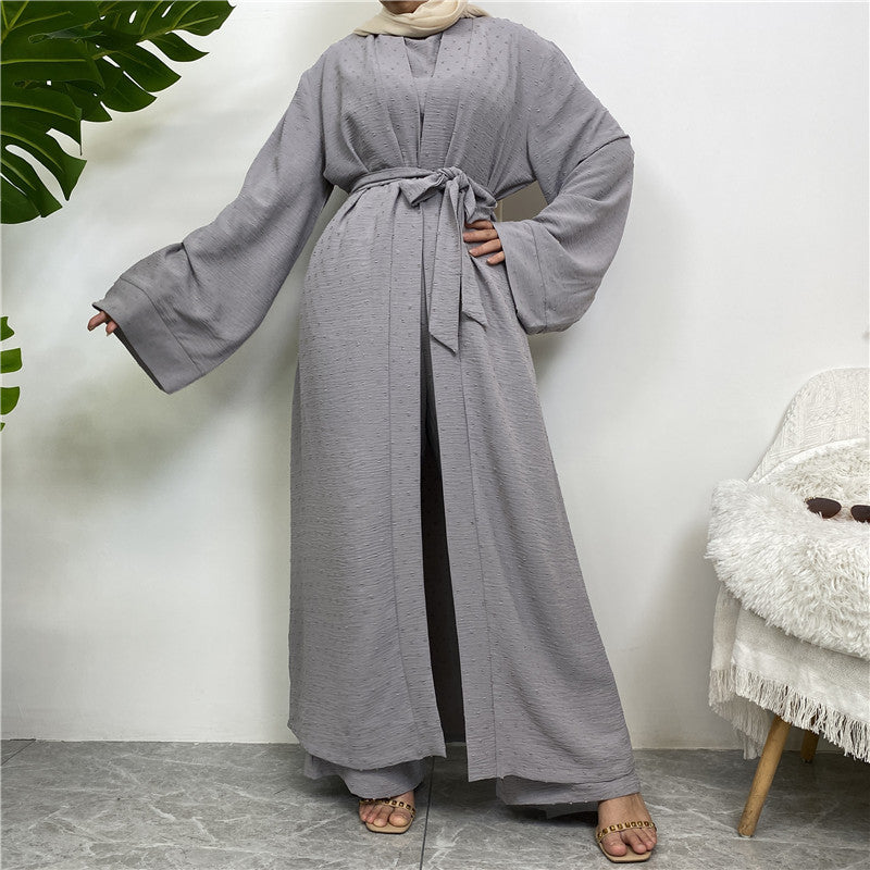 Long Cardigan Sleeveless Top And Pants With Pockets For Muslim Clothing