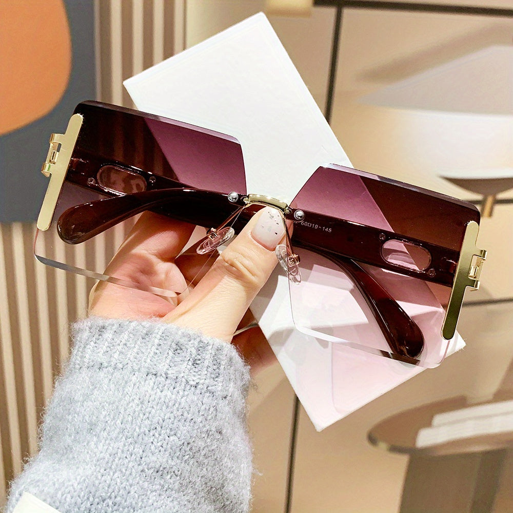 Y2K Oversized Rimless Square Sunglasses