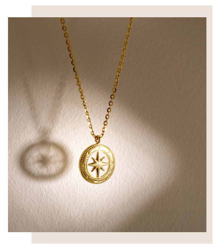 24K Gold Plated Vintage Gold Starburst Gold Coin Necklace