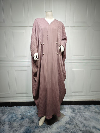 Striped Plus-Size Abaya
