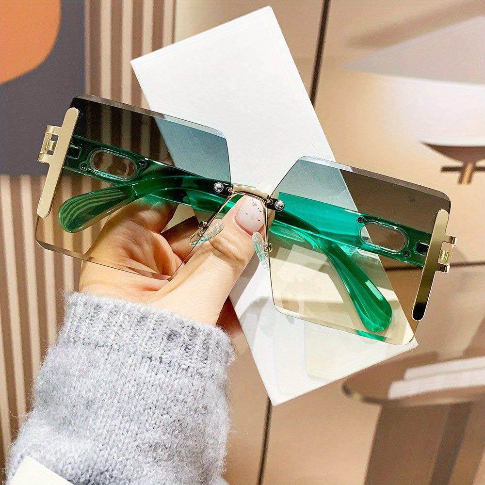 Y2K Oversized Rimless Square Sunglasses