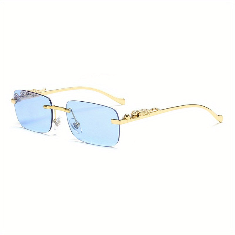 Retro Cheetah Rimless Glasses