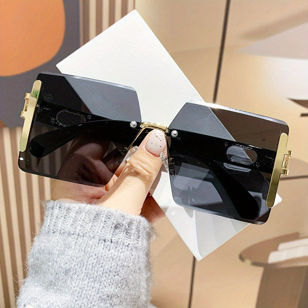 Y2K Oversized Rimless Square Sunglasses