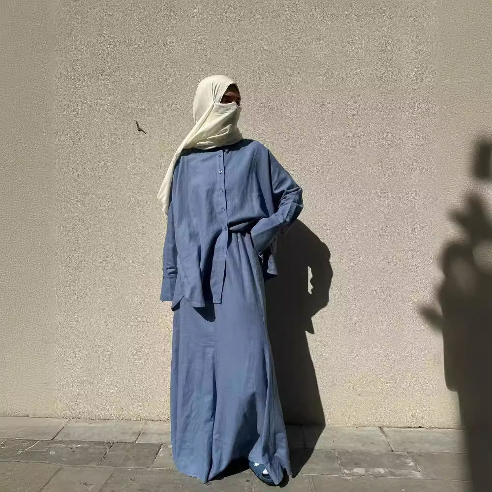 Women's Loose Long Sleeve Shirt Skirt