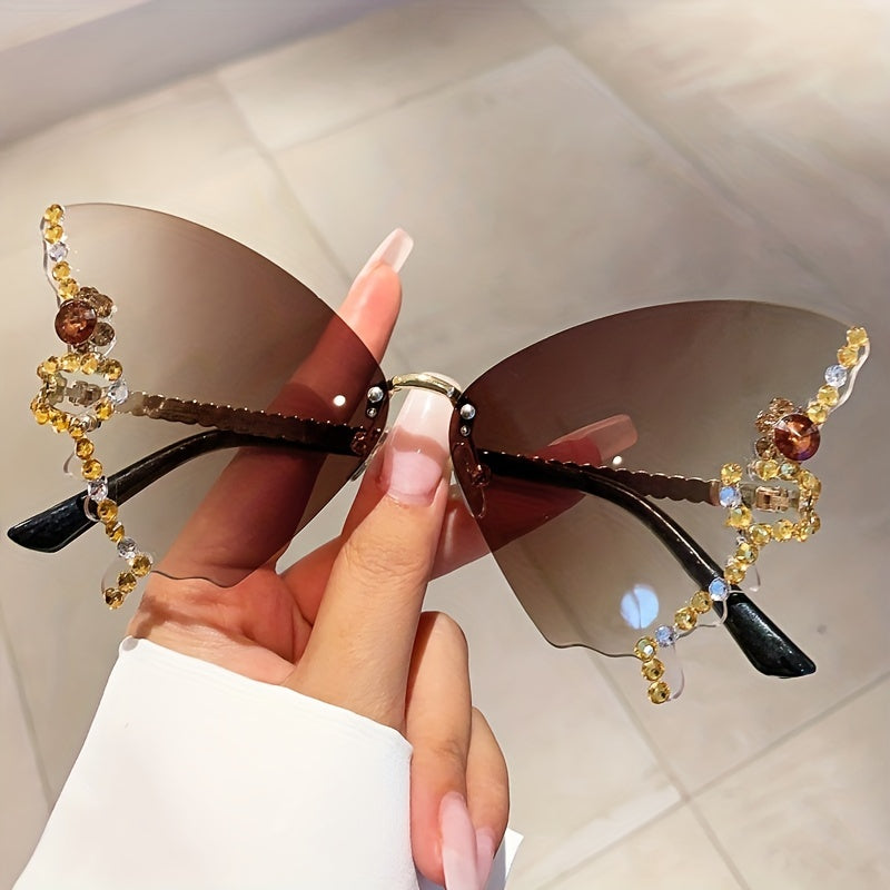 Y2K Rhinestone Butterfly Sunglasses