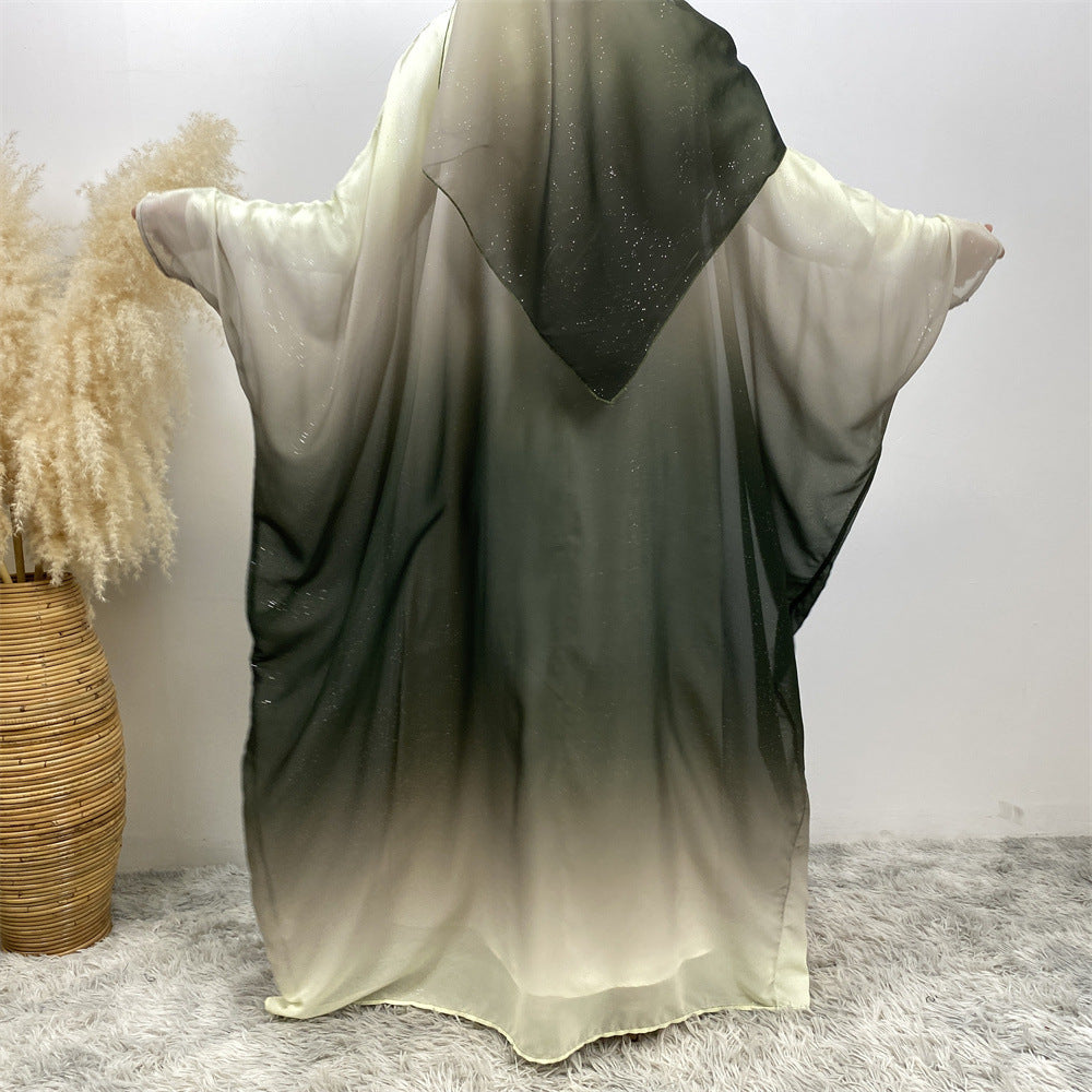 Falah Gradient Batwing Sleeve With Headscarf Suit