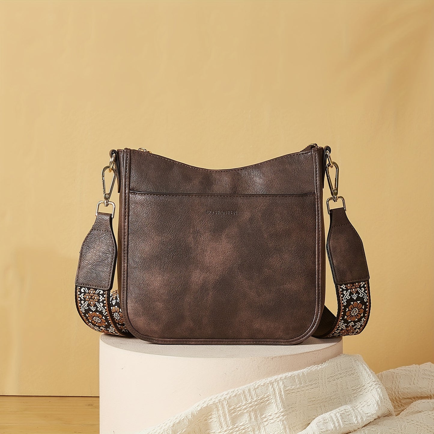 Vegan Leather Hobo Crossbody Bag