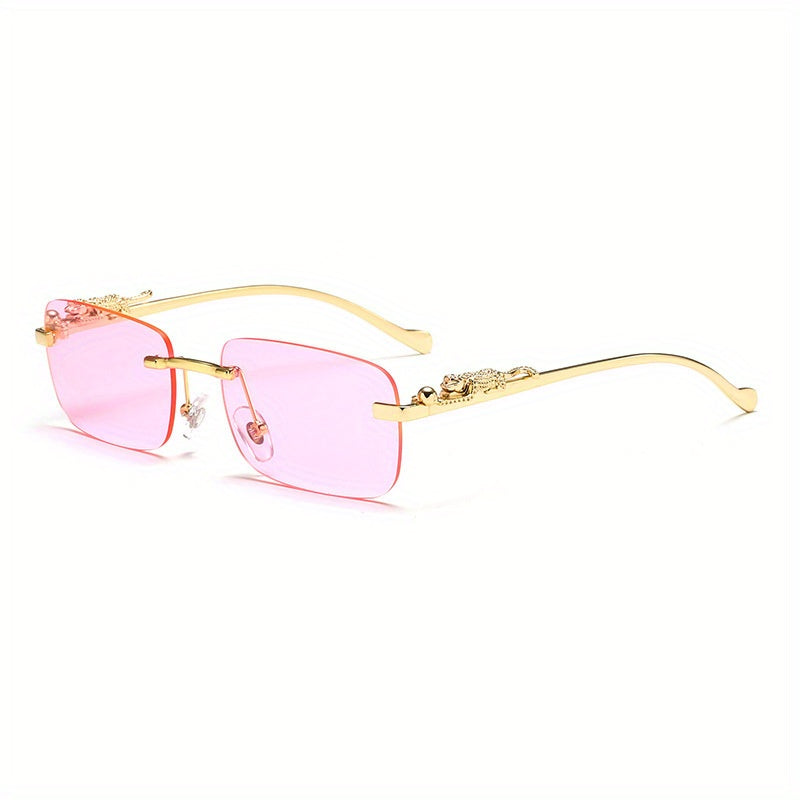Retro Cheetah Rimless Glasses