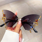 Y2K Rhinestone Butterfly Sunglasses