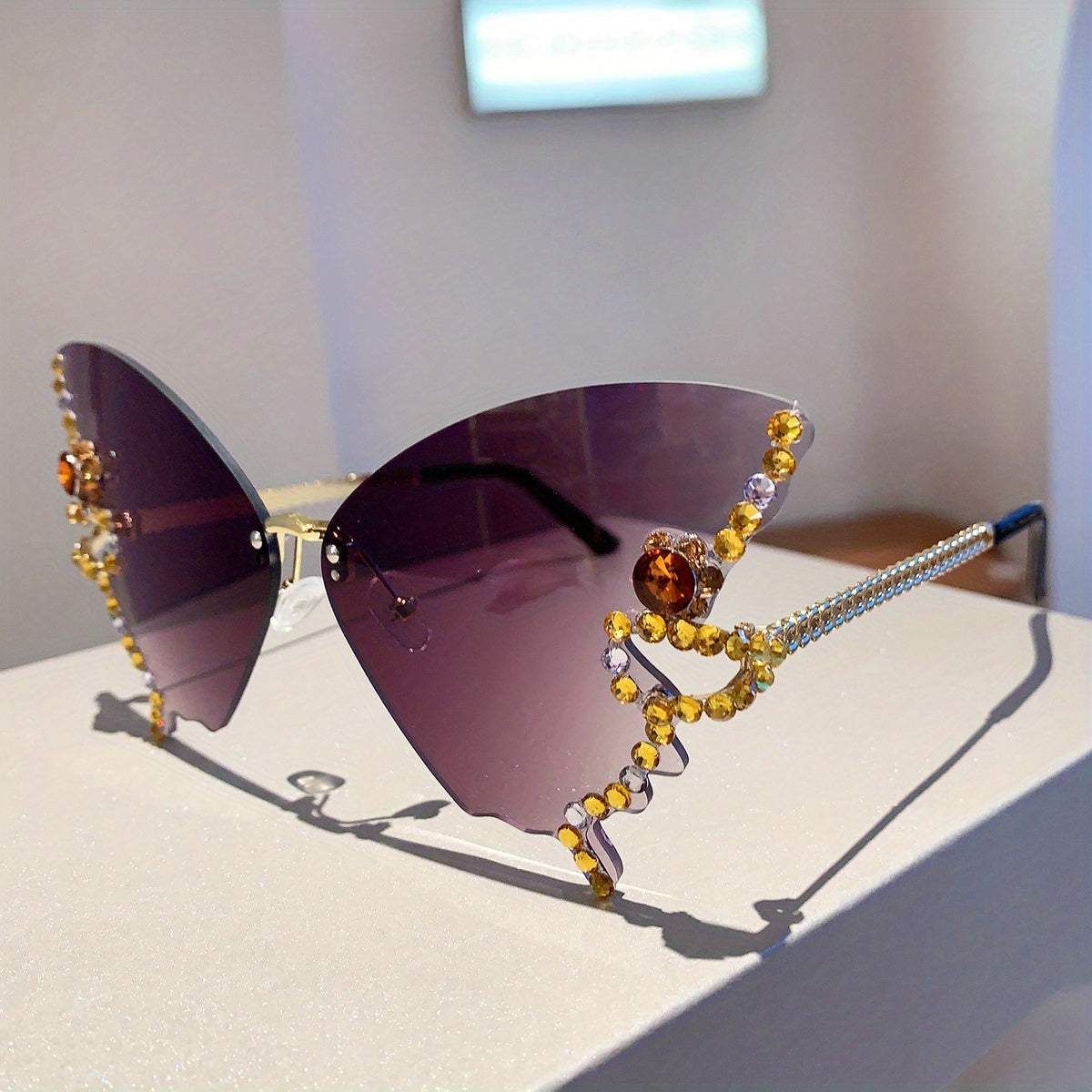 Y2K Rhinestone Butterfly Sunglasses
