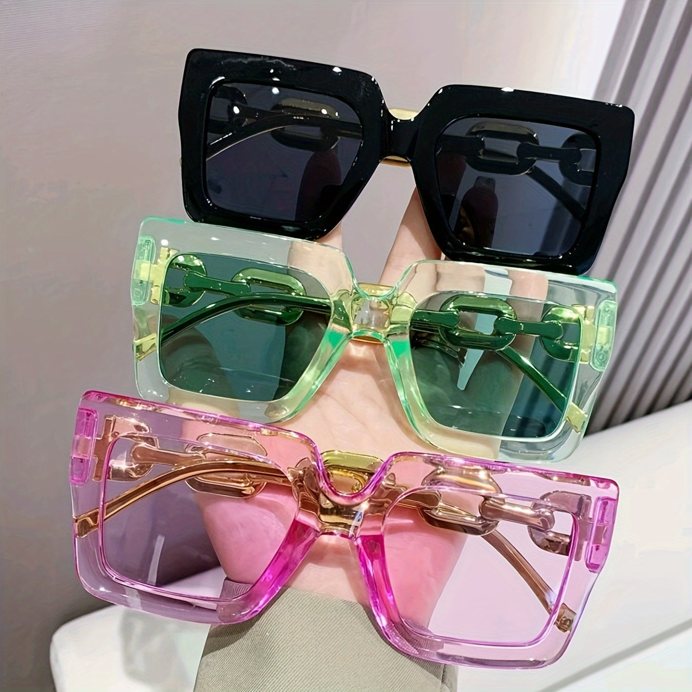 3-Pack Oversized Square Sunglasses