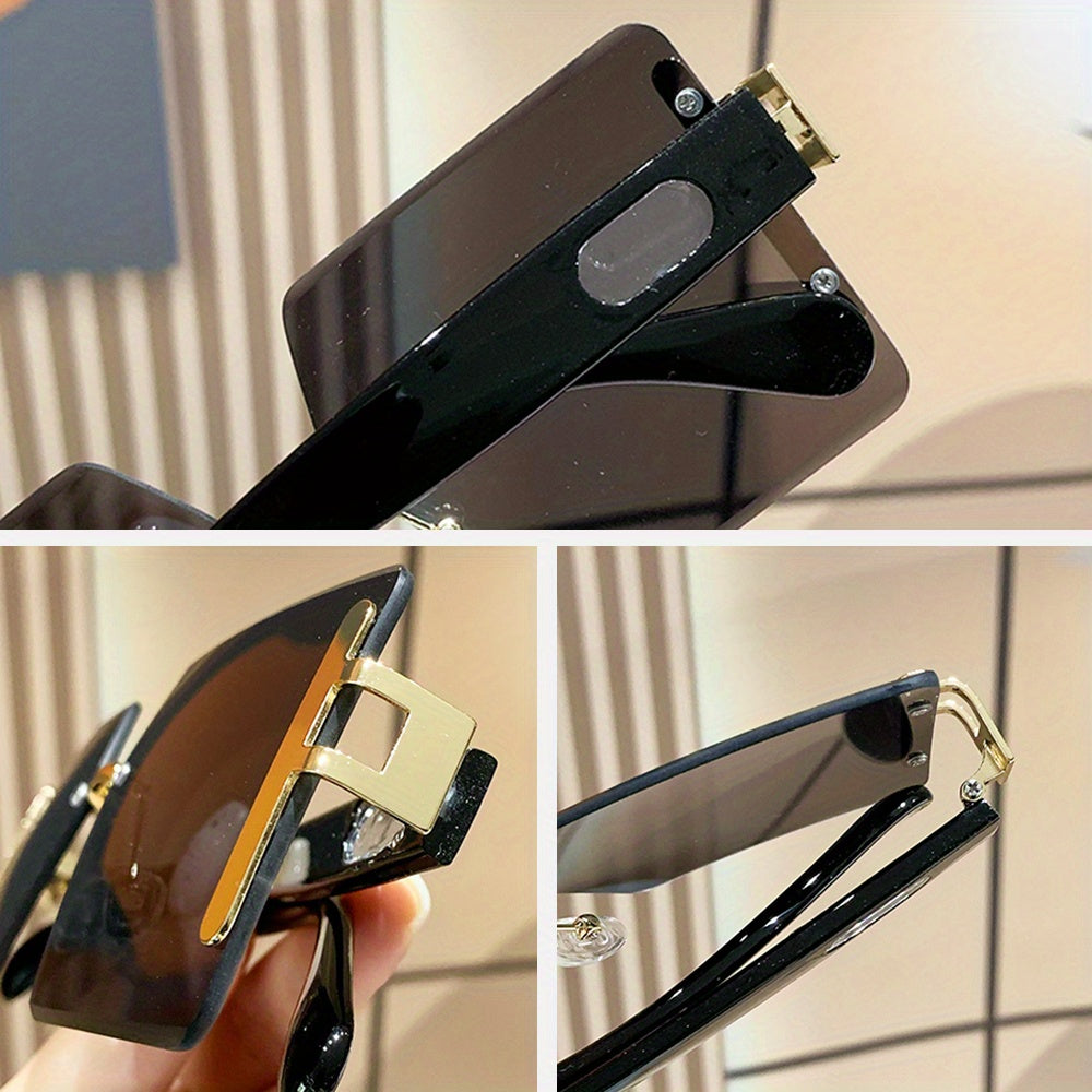 Y2K Oversized Rimless Square Sunglasses