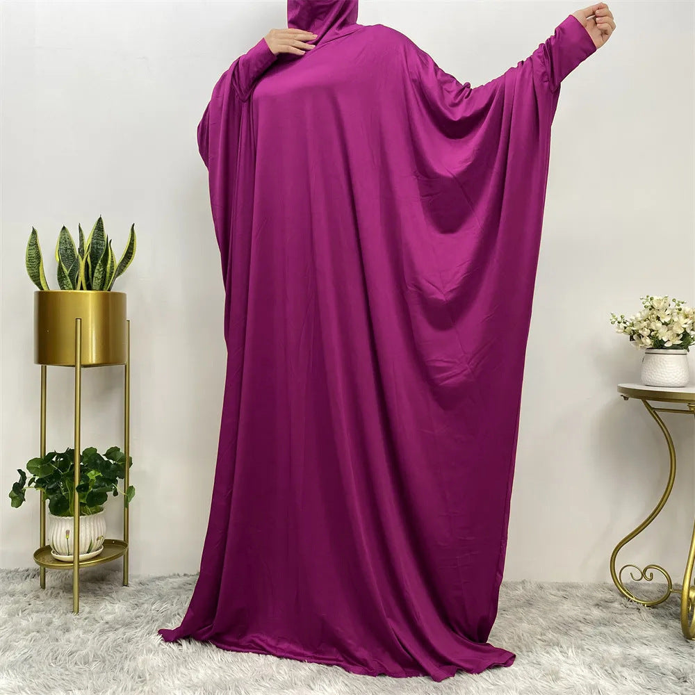Women’s Traditional Solid Color Long Sleeve Loose Abaya Robe