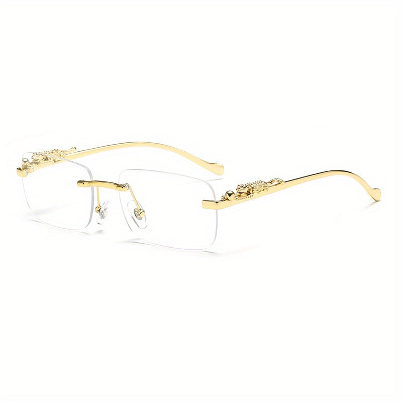 Retro Cheetah Rimless Glasses