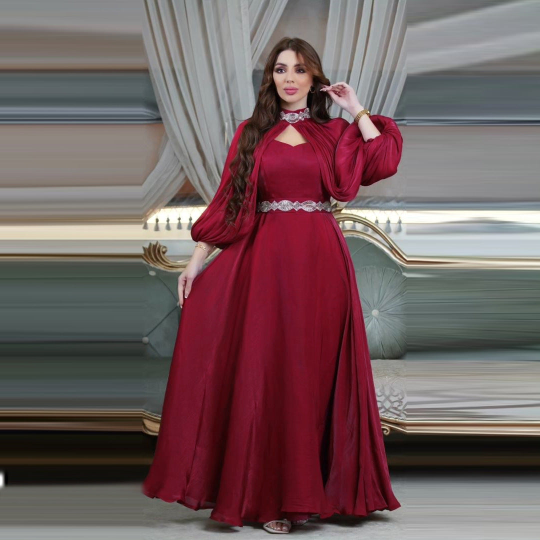 2-Piece Satin Abaya Robe