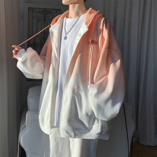 Gradient Hooded Baseball Jacket