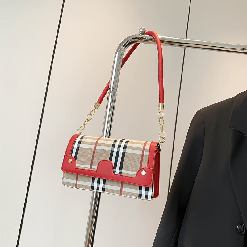 Striped Waterproof PU Leather Crossbody Bag