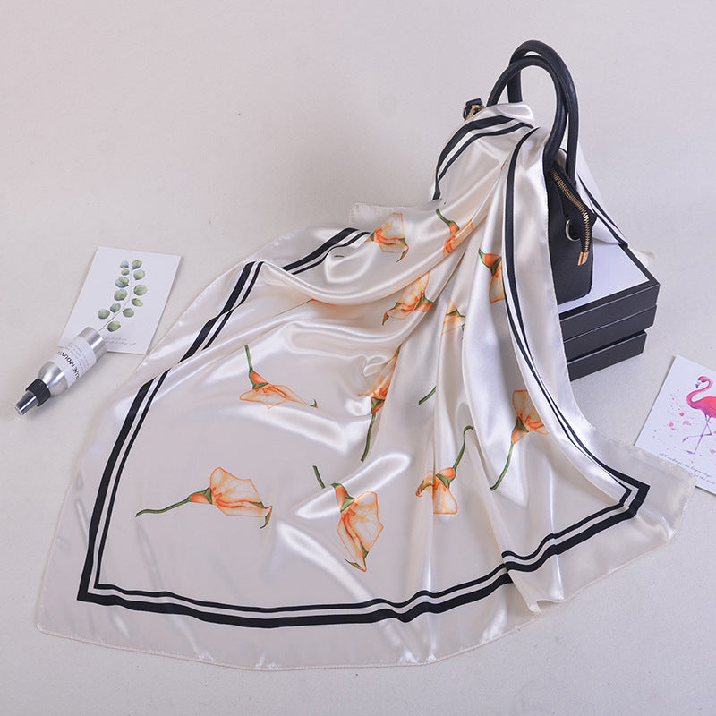 Fashion Plant Flower Simulation Silk Scarf Headscarf