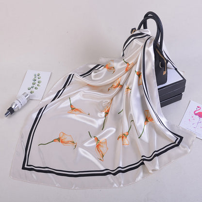 Fashion Plant Flower Simulation Silk Scarf Headscarf
