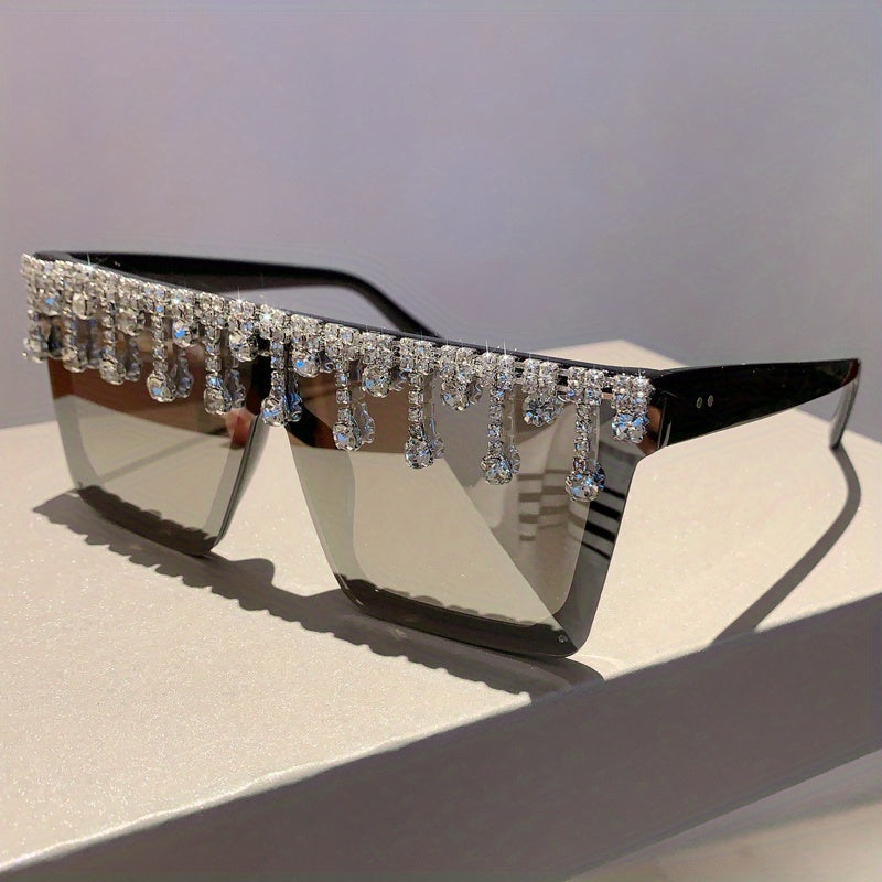 Oversized Rhinestone Square Sunglasses