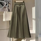 Elegant Solid Color A Line Skirt Smooth Satin Finish Flared