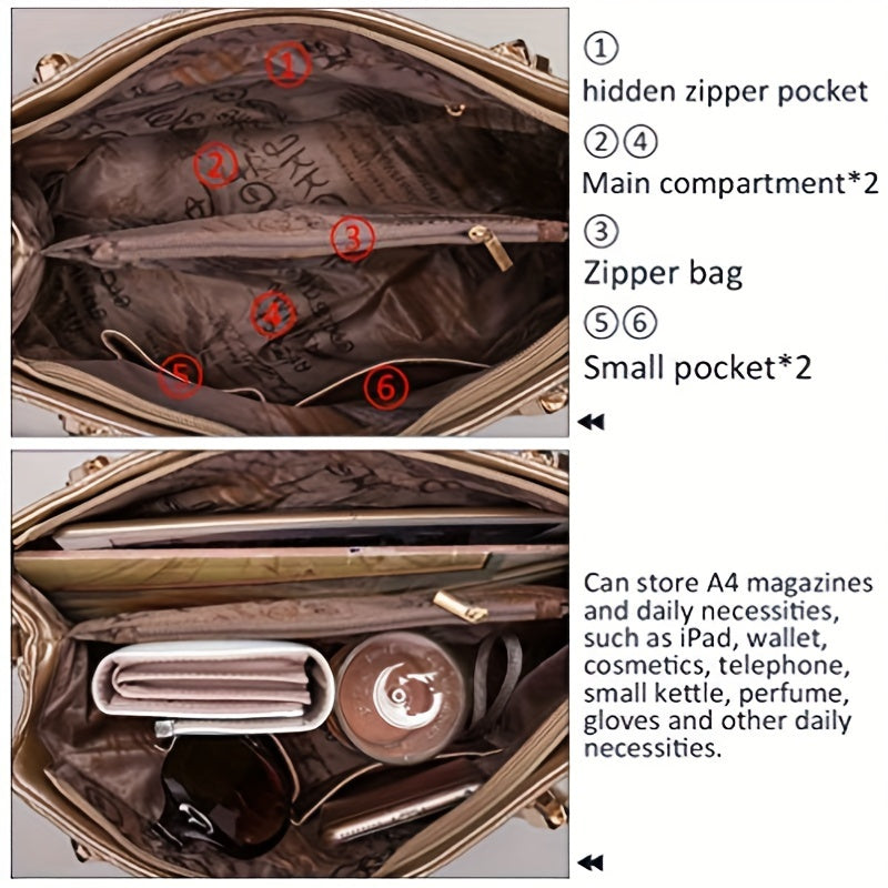 4-Piece Faux Leather Handbag Set