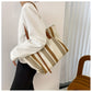 Canvas Striped Crossbody Tote Bag
