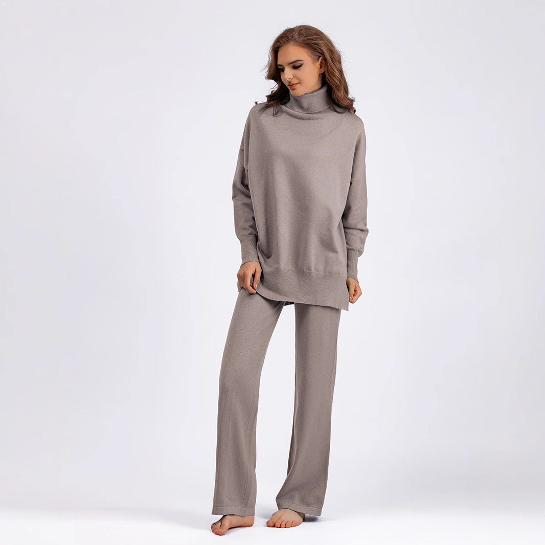 Women’s Solid Color Knitted Two-Piece Sweater Set