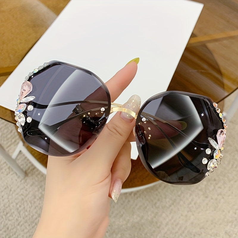Luxury Rhinestone Rimless Sunglasses