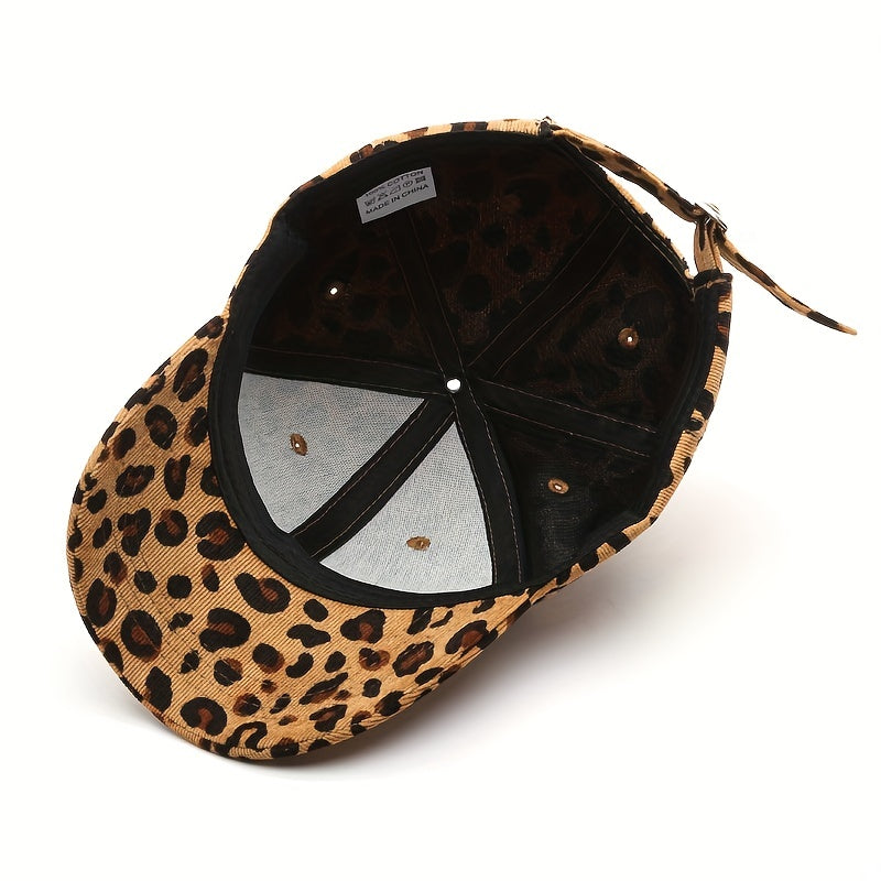 Leopard Print Corduroy Baseball Cap