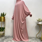 Women’s Traditional Solid Color Long Sleeve Loose Abaya Robe