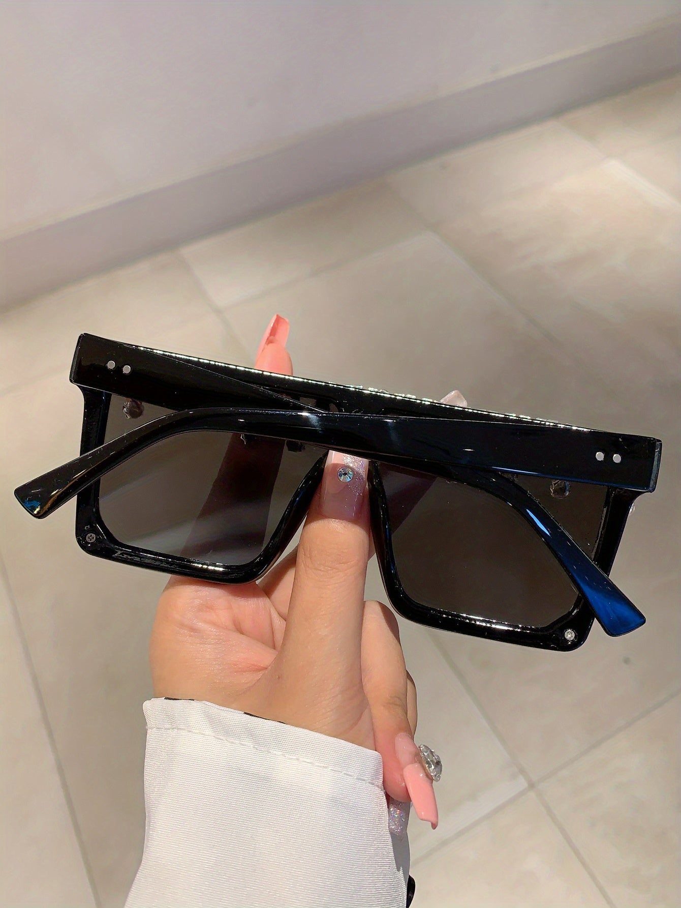 Oversized Rhinestone Square Sunglasses