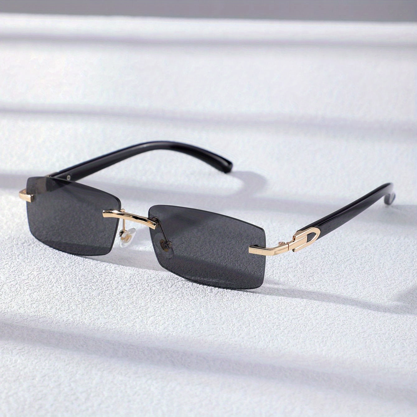 Gradient Rectangular Rimless Sunglasses