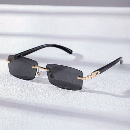 Gradient Rectangular Rimless Sunglasses