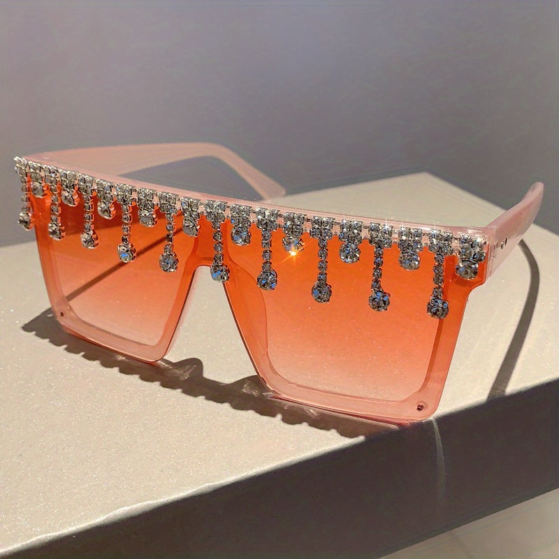 Oversized Rhinestone Square Sunglasses