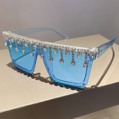 Oversized Rhinestone Square Sunglasses
