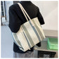 Canvas Striped Crossbody Tote Bag