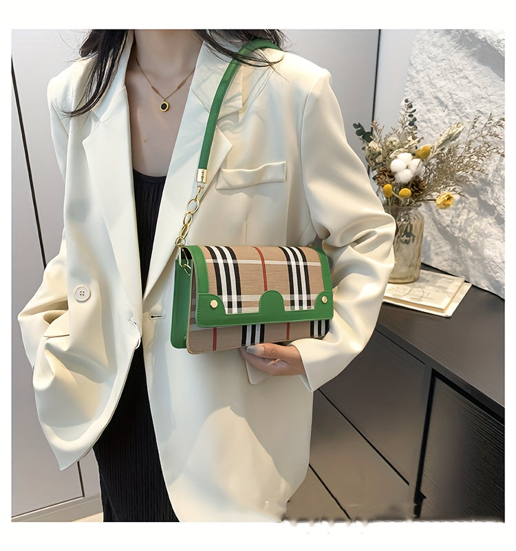 Striped Waterproof PU Leather Crossbody Bag