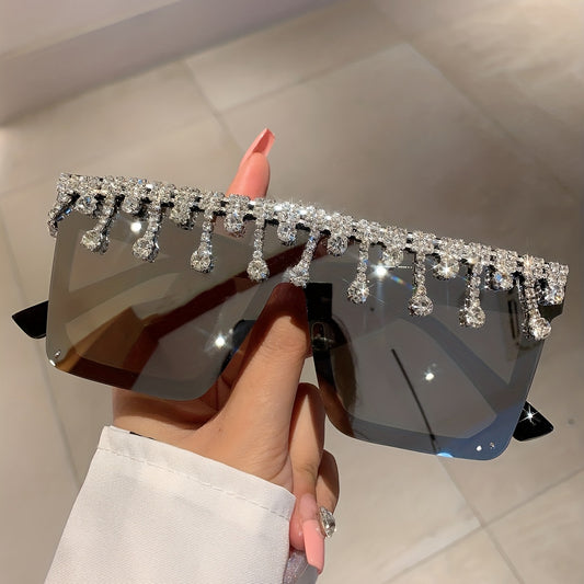Oversized Rhinestone Square Sunglasses