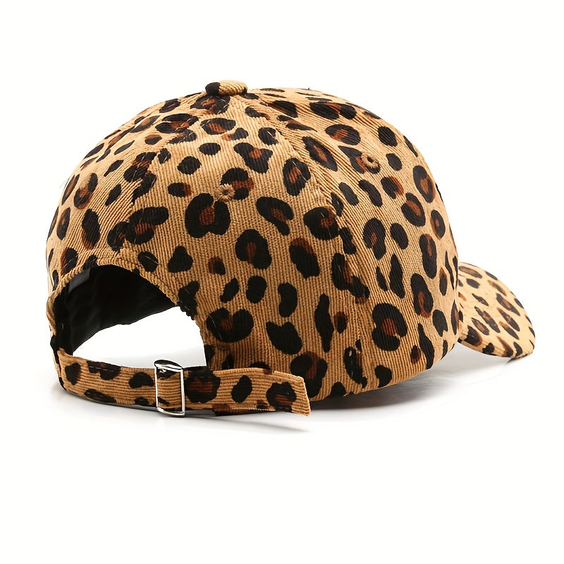 Leopard Print Corduroy Baseball Cap