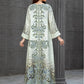 Elegant Floral Print Long Sleeve Abaya Dress