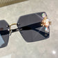 Rhinestone Gradient Rimless Glasses