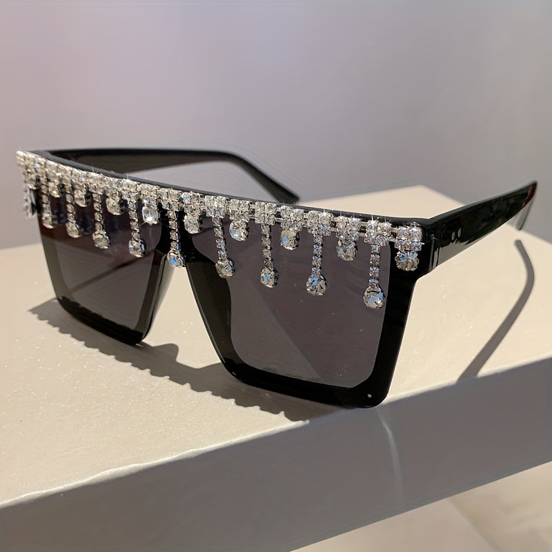 Oversized Rhinestone Square Sunglasses