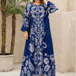 Elegant Floral Print Long Sleeve Abaya Dress